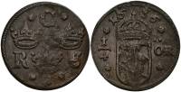 (1636) Монета Швеция 1636 год 1/4 эре   Медь  VF