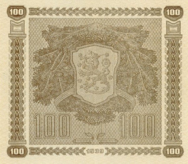 (,) Банкнота Финляндия 1939 год 100 марок    UNC