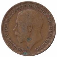 (1916) Монета Великобритания 1916 год 1 пенни "Георг V"  Бронза  VF