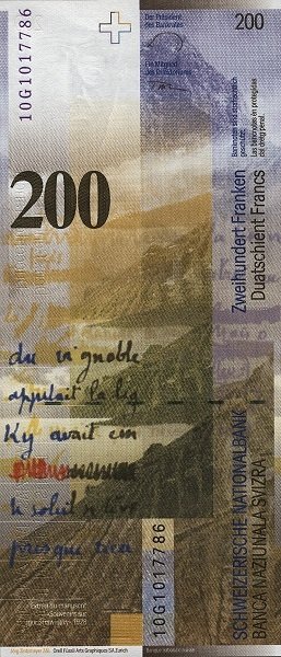 () Банкнота Швейцария 2010 год 200  &quot;&quot;   UNC