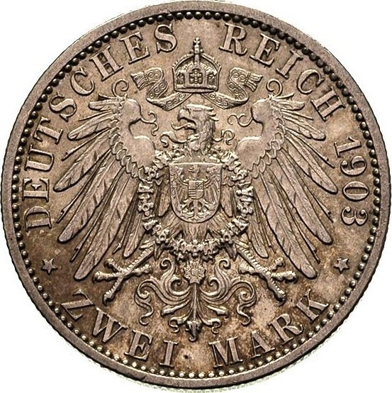 (№1903km217) Монета Германия (Великий князь) 1903 год 2 Mark (Великий князь)