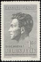 (1951-003) Марка Чехословакия "Ю. Фучик (Черная)" ,  III Θ