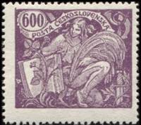 (1920-031) Марка Чехословакия "Аллегория (Филетовая)"    Сельское хозяйство и наука (Стандартный вып