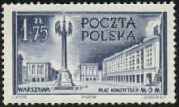 (1953-035) Марка Польша "Площадь Конституции"   Реконструкция Варшавы II Θ
