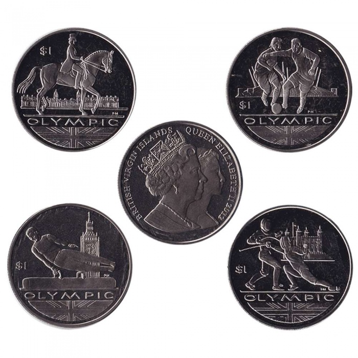 (2012, 4 м по 1$) Набор монет Брит Виргинские острова 2012 год &quot;XXX Летняя олимпиада Лондон 2012&quot;   