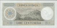 (№1967P-100a) Банкнота Италия 1967 год "100,000 Lire" (Подписи: Carli and Febbraio)