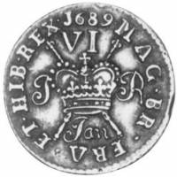 (№1689km93a) Монета Ирландия 1689 год 6 Pence
