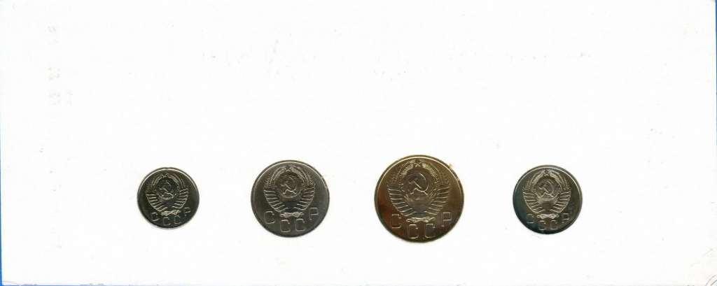 (1957ммд, 4 монеты, картон) Набор СССР 1957 год   UNC