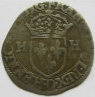 (№1577) Монета Франция 1577 год 1 Denier Tournois