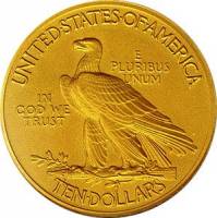 (1915) Монета США 1915 год 10 долларов  2. С девизом Золото Au 900  VF