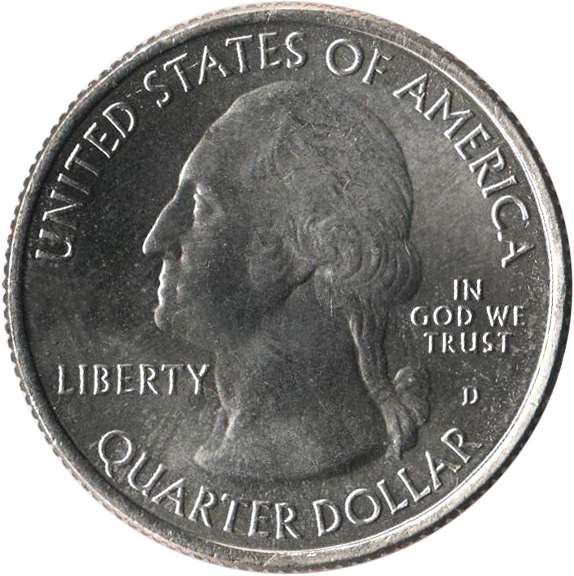 (020d) Монета США 2002 год 25 центов &quot;Миссисипи&quot;  Вариант №2 Медь-Никель  COLOR. Цветная