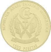 () Монета Западная Сахара 1991 год 1000 песет ""  Биметалл (Платина - Золото)  PROOF