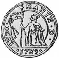 (№1789c121 (120-й дож Людовико Манин)) Монета Италия 1789 год 15 Soldi (120-й дож Людовико Манин)