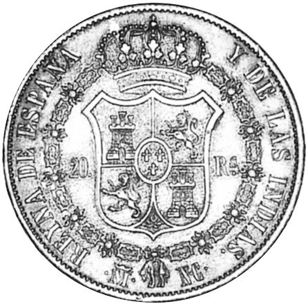 (№1834km576) Монета Испания 1834 год 20 Reales (Мадриде Короновали М - ДГ,НК,КР)