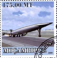 (№2009-3257) Марка Мозамбик 2009 год "История авиации в. и. Сверхзвуковые самолеты", Гашеная
