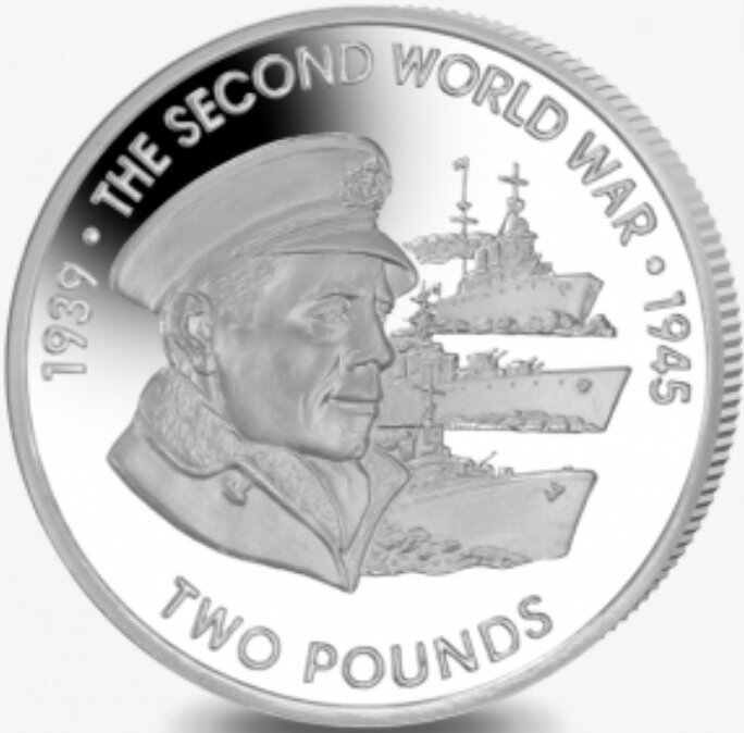 (2019) Монета Британская терр в Инд океане 2019 год 2 фунта &quot;2-я Мировая война. Флот&quot;  Серебро Ag 99