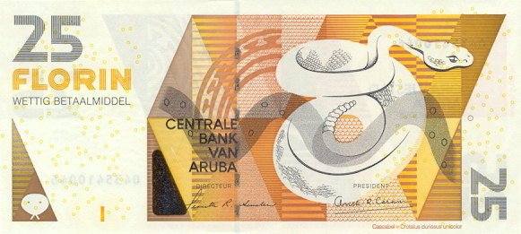 (№2003P-17a) Банкнота Аруба 2003 год &quot;25 Florin&quot; (Подписи: Jeanette R)