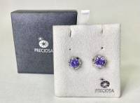 Серьги гвоздики серебро 925 пр 4,2 гр цирконий Preciosa Чехия в подарочной коробке