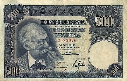  Банкнота Испания 1951 год 500     UNC