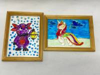 Картина ручная работа витраж декоративный 17*23 см в раме, 2 шт