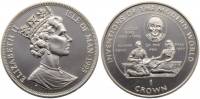 1995 Монета Остров Мэн 1995 год 1 крона Ласло Биро Шариковая ручка  Серебро Ag 925  PROOF