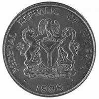(№1987km8.2) Монета Нигерия 1987 год 1 Kobo (Новый девиз)