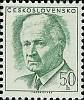 (1970-005) Марка Чехословакия "Л. Свобода (Зеленая)"   Президент Людвиг Свобода (1895-1979) III O