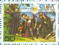 (1984-082) Марка Куба "Прибытие Колумба в Америку"    Выставка почтовых марок, Гавана III O