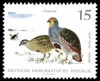(1968-025) Марка Германия (ГДР) "Серая куропатка"    Фауна III O
