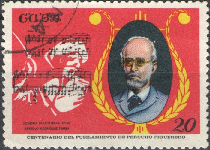 (1970-060) Марка Куба &quot;Национальный гимн 1898 г.&quot;    100 лет со дня смерти П. Фигередо III Θ