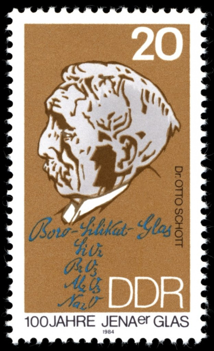 (1984-001) Марка Германия (ГДР) &quot;Отто Шотт &quot;    100 Лет Пирекса III O