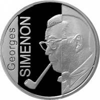 (02) Монета Бельгия 2003 год 10 евро "Жорж Сименон"  Серебро Ag 925  PROOF