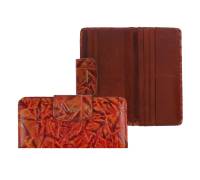 Кошелёк женский "IVORX", Натуральная кожа, 3 отделения с отсеками, Клепка, "Осень", Коричневый