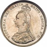 (1889) Монета Великобритания 1889 год 1 шиллинг "Королева Виктория"  Серебро Ag 925  VF