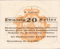 (№1920) Банкнота Австрия 1920 год "20 Heller"