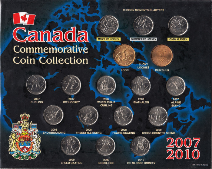 (2007-2010, 17 м) Набор монет Канада 2007-2010 год &quot;Избранные моменты Олимпиады в Ванкувере&quot;  AU