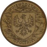 071 Монета Польша 2004 год 2 злотых Воеводство Опольское  Латунь  UNC