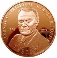 (№2000km902) Монета Либерия 2000 год 20 Dollars (Джеральд Форд)