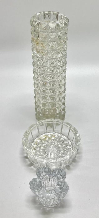 Ваза + подсвечник + розетка, стекло, хрусталь