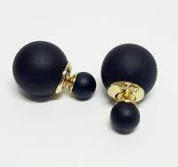 Серьги-пусеты Диор шарики, черные, матовые, бижутерия, 2,5 см, новые в упаковке