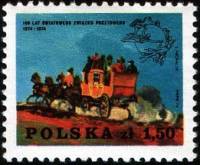 (1974-013) Марка Польша "Почтовая карета"    100 лет Всемирному почтовому союзу (ВПС) III Θ