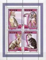 (№2000-446) Блок марок Корея Северная 2000 год "Кошек felis silvestris зато", Гашеный