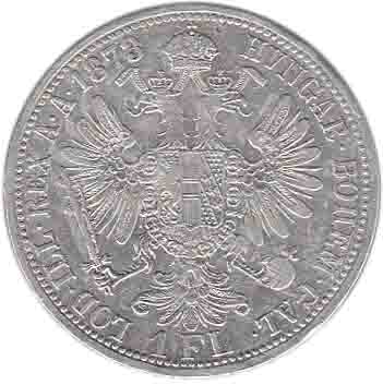  Монета Австро-Венгрия 1873 год      Серебро (Ag)  XF
