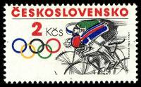 (1984-038) Марка Чехословакия "Велогонщики"    Летние ОИ 1984, Лос-Анджелес I Θ