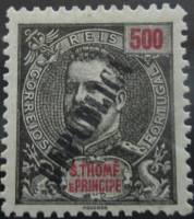 (№1913-156) Марка Сан-Томе и Принсипи 1913 год "Король Карлос I надпечаткой", Гашеная