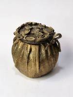 Статуэтка шкатулка тайник Денежный мешок феншуй бронза 7х7 см