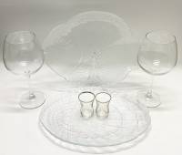 Блюдо 2 шт + бокалы 2 шт + стопки 2 шт стекло 