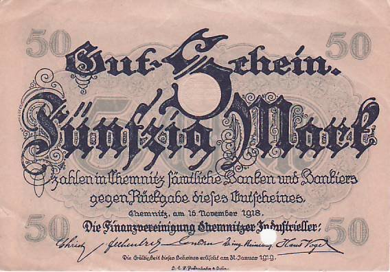 (№1918) Банкнота Германия 1918 год &quot;50 Mark&quot;