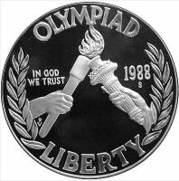 (1988d) Монета США 1988 год 1 доллар   Олимпийские игры в Сеуле Серебро Ag 900  PROOF