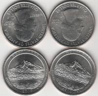 2010 2 монеты 25 центов Монетные доворы P и D Набор США Вулкан Маунт-Худ  UNC